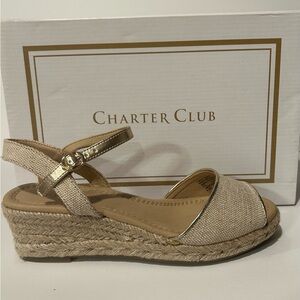 Charter Club Women's Luchia Natural Wedge Sandals - Size 6.5